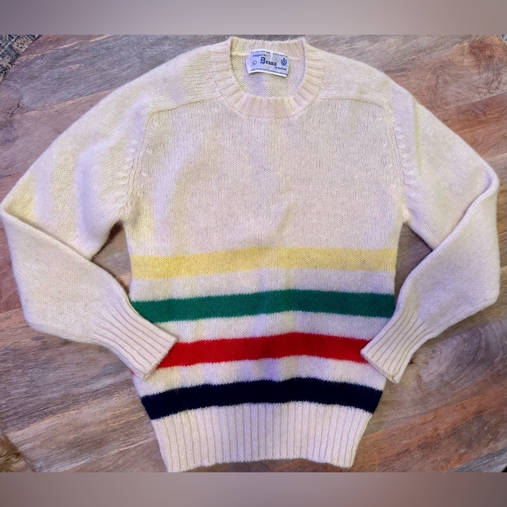 Deans Of Scotland Vintage Shetland Wool Striped Sweater